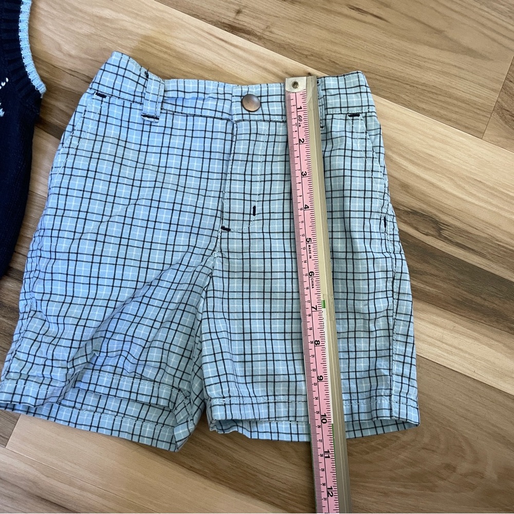 Gymboree Argyle Vest and Shorts Set Navy Blue Black Plaid 12-18 Months. … - Picture 3 of 10